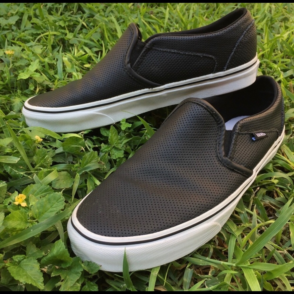 Perforated black leather Vans